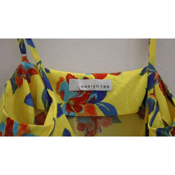 Adelyn Rae Women's Sz XS Yellow Floral Spaghetti Strap Bodysuit - Picture 4 of 8